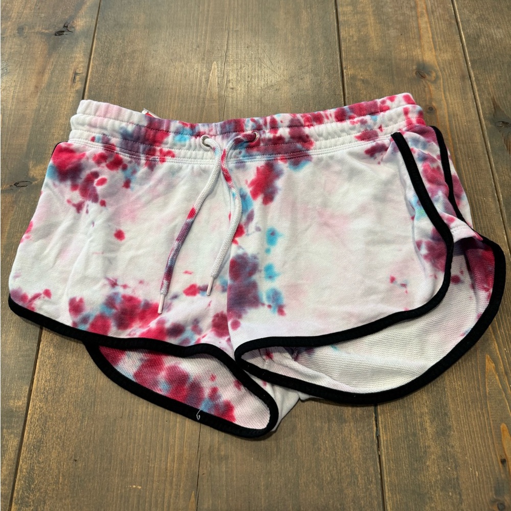 H&M Divided Girl’s Multicolored Tie Dye Pink Running Shorts Drawstring S (8-10)